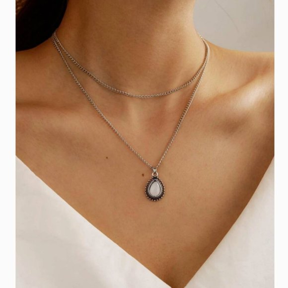 Layered Moonstone Necklace - Picture 2 of 7